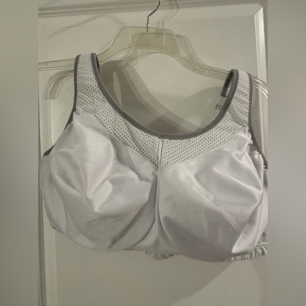 Glamorise White and Gray Sports Bra
